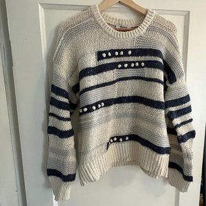 Madewell Bobble Sweater in Multi Stripe and Texture